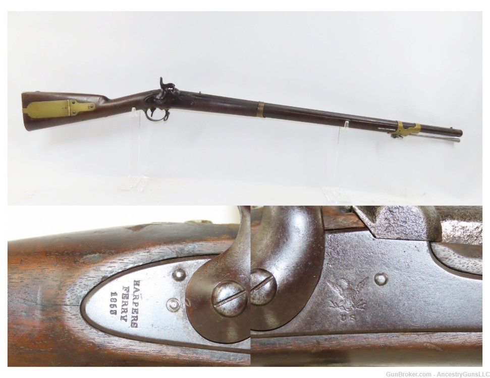 Antique HARPERS FERRY U.S. Model 1841 “MISSISSIPPI” Rifle Jefferson Davis-img-0