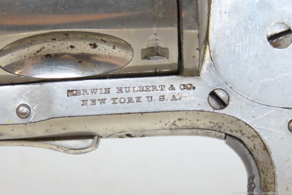 c1880 MERWIN & HULBERT .38 S&W 5-Shot Revolver MH&Co Cocker Spaniel Antique-img-5
