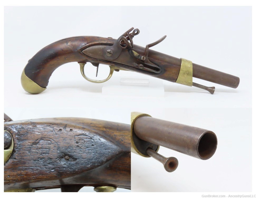 1812 NAPOLEONIC WARS FRENCH Model AN XIII Flintlock MILITARY Pistol Antique-img-0