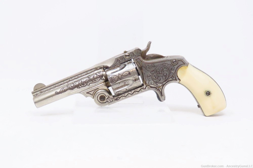 ENGRAVED NICKEL & IVORY SMITH & WESSON .38 Single Action Revolver   Antique-img-1