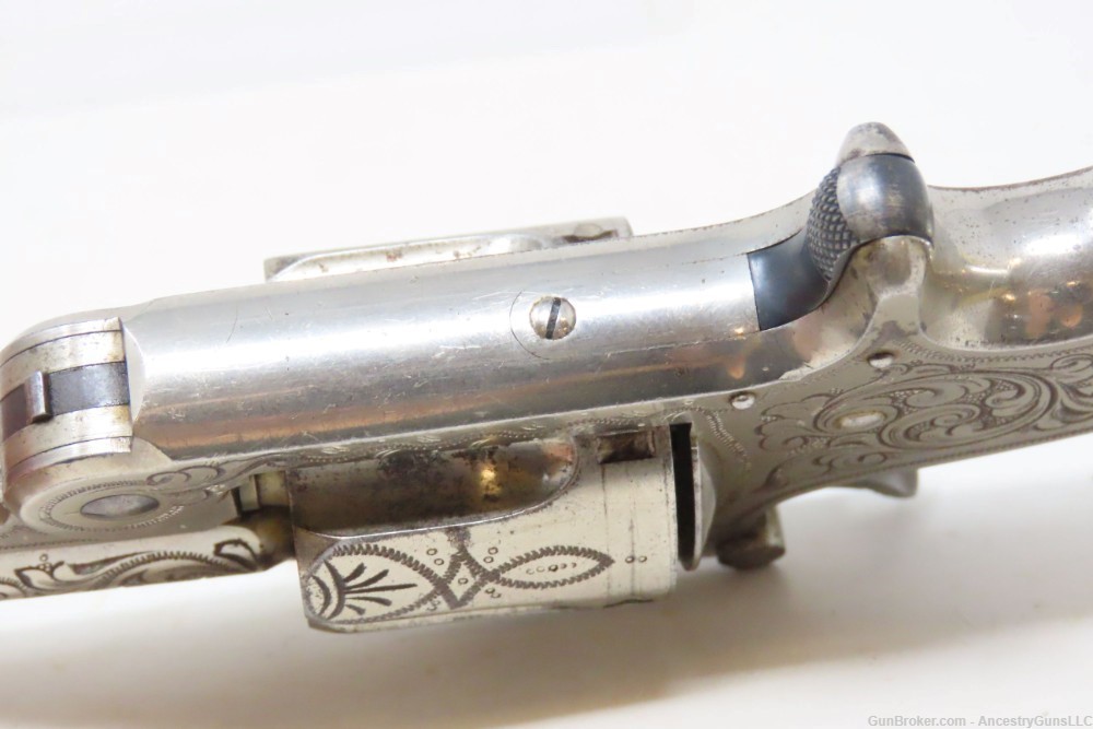 ENGRAVED NICKEL & IVORY SMITH & WESSON .38 Single Action Revolver   Antique-img-12
