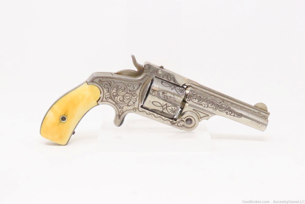 ENGRAVED NICKEL & IVORY SMITH & WESSON .38 Single Action Revolver   Antique-img-14