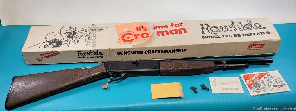 Scarce Crosman Model 125 Rawhide Air Rifle BB + Box & Provenance c. 1973-img-0