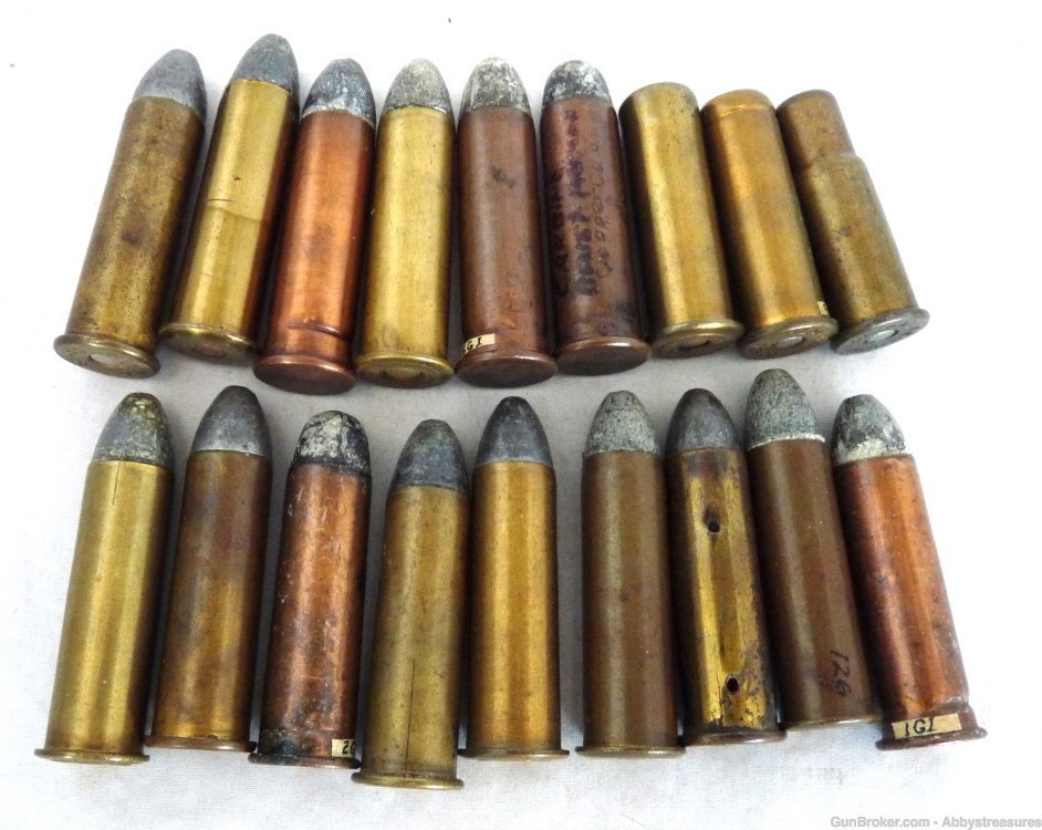 18 antique Cal 50-70 cartridges WRACO board dummy raised REM carbine-img-0