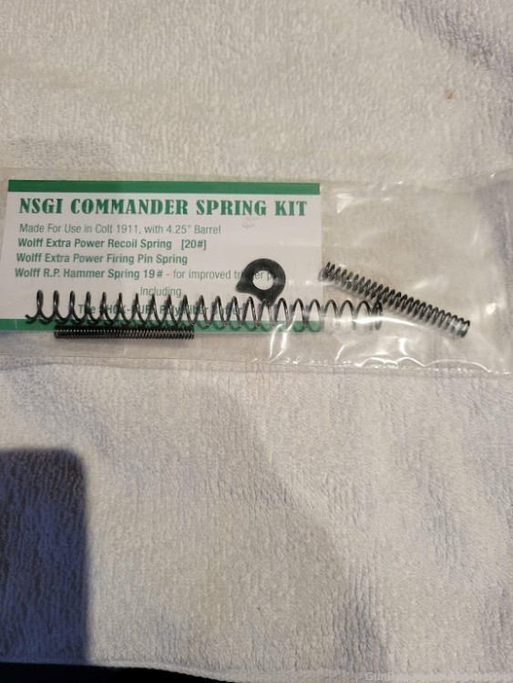 CUSTOM WOLFF SPRING KIT w/20, 22, 24, 26# RECOIL for 1911 COMMANDER W/4.25 -img-1