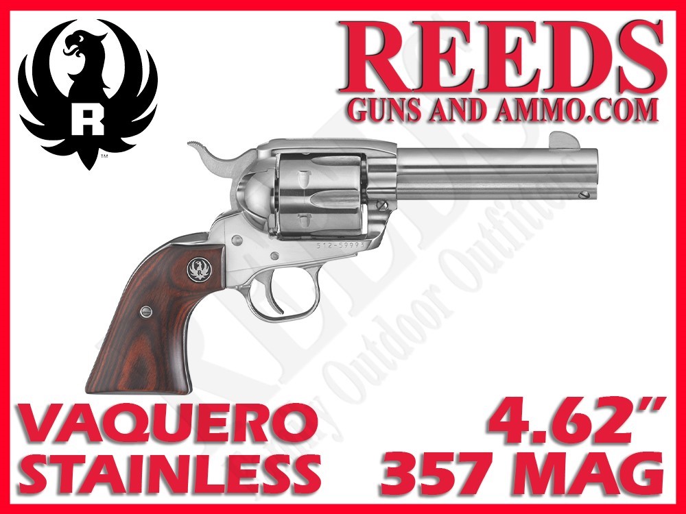 Ruger Vaquero Stainless Wood Revolver 357 Mag 4.62in 6 Shot 5109 -img-0