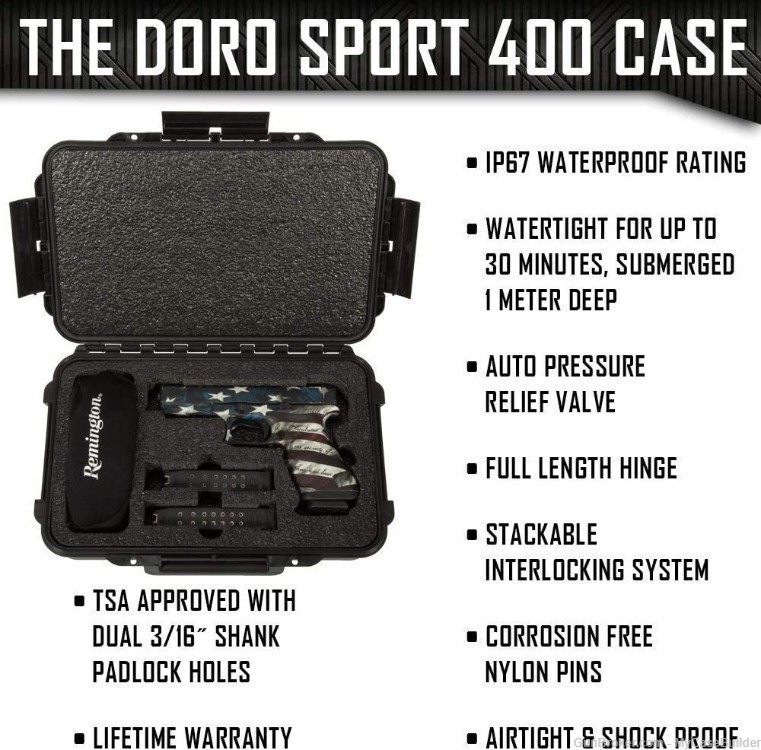 Single Pistol Double Magazine DORO Sport 400 Case w/ Red TopGuard Foam-img-3