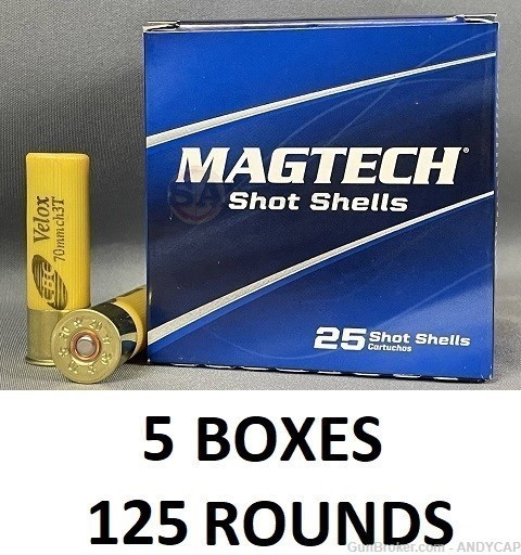 MAGTECH 20 GA  2.75" TTT Shot (.22" Diameter) 26 Pellets 5 Boxes 125 Rds-img-0