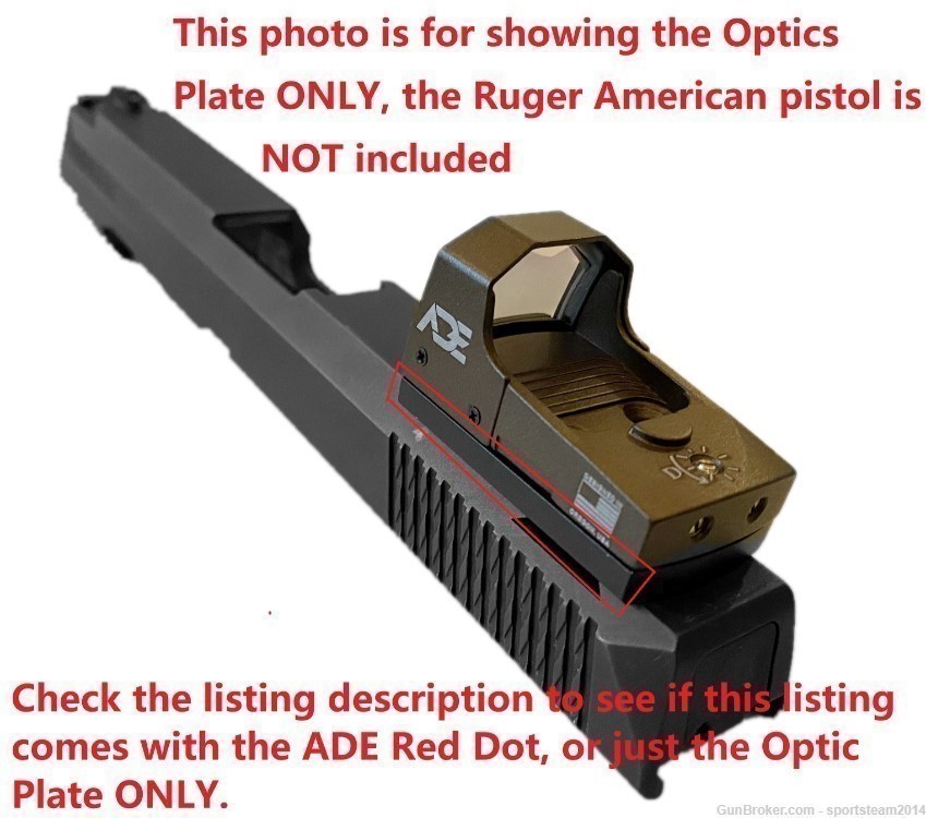ADE RD3-006B Green Dot Sight+Optic Mount Plate for Ruger American Pistol -img-1