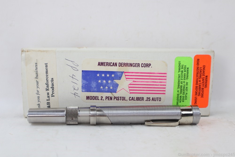Rare Very Nice American Derringer .25 ACP Pen Pistol W/ Original Box Scarce-img-0