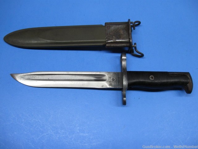 US WWII MODEL 1905 BAYONET FIGHTING KNIFE WITH CLIP POINT BLADE-img-0