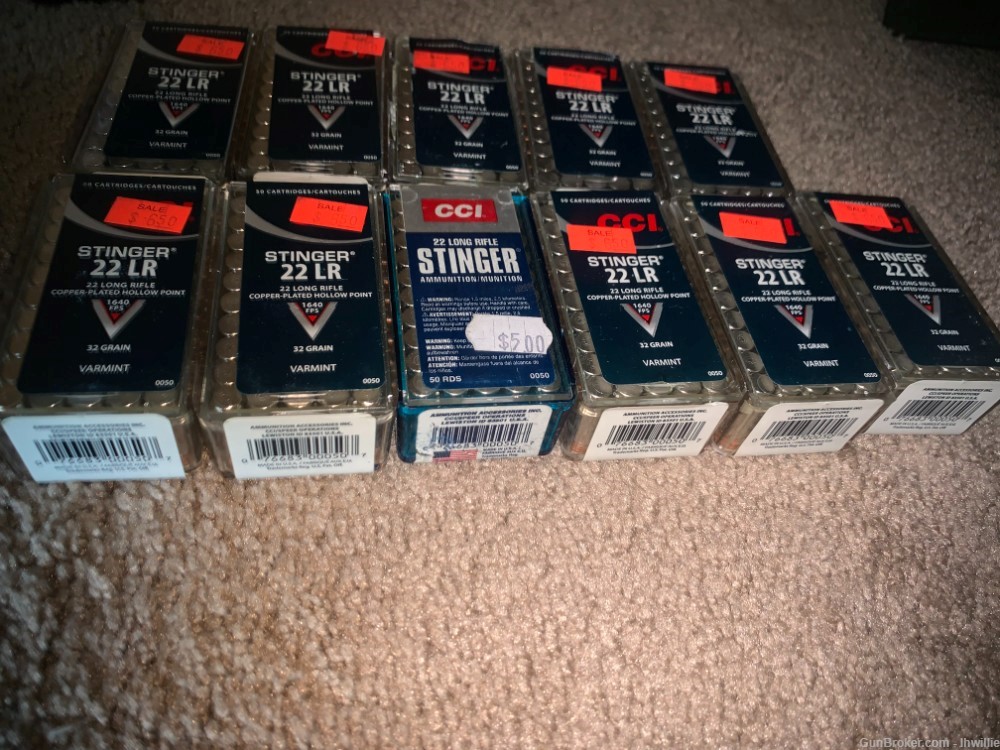 22 Long Rifle CCI STINGER 1640 FPS COPPER PLATED HP 11 BOXES-img-2