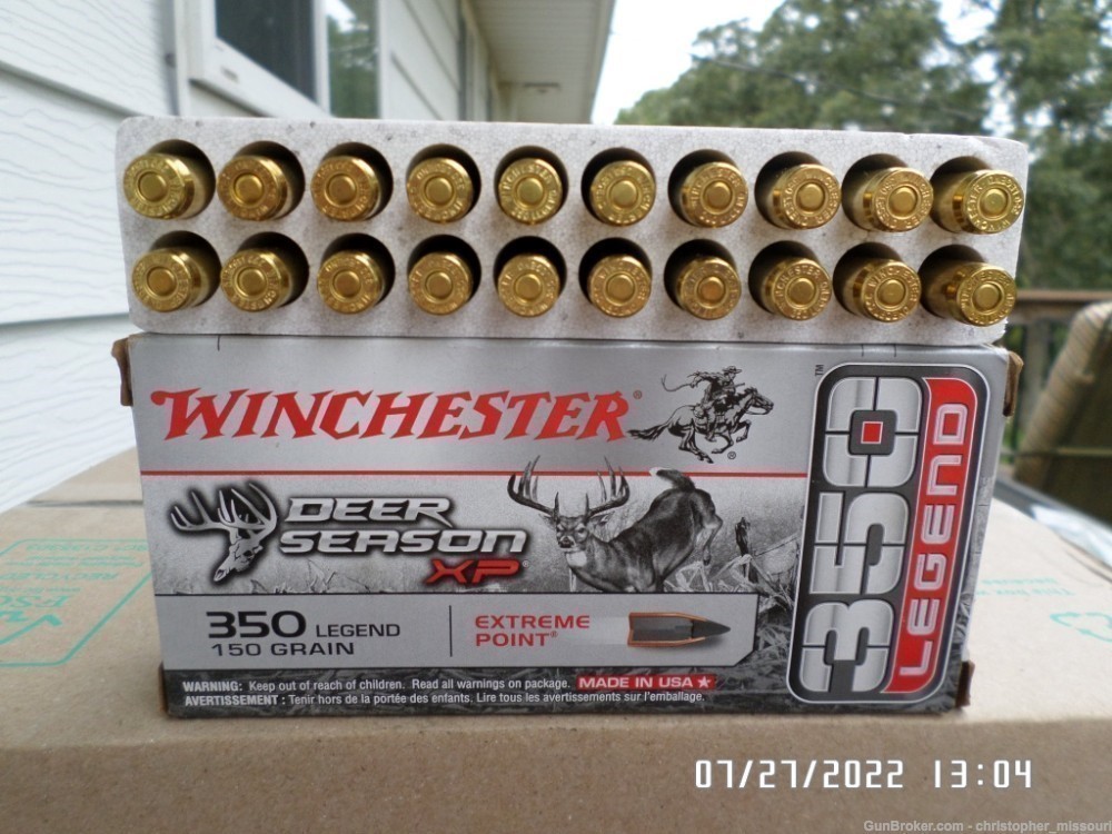 Winchester 350 Legend caliber Deer Season XP ammo 150 grain 1 box 20 rounds-img-1