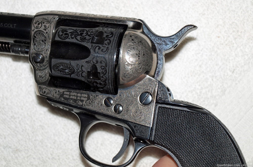 Pietta Model 1873 45 Colt Engraved Scroll Work On Frame And Cylinder -img-4