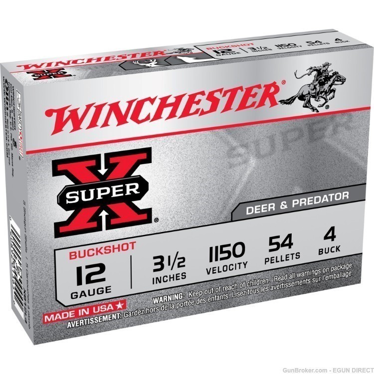 Winchester Ammunition SUPER X 12 Gauge 3.5" 4 Buck Buckshot - 5rd-img-0