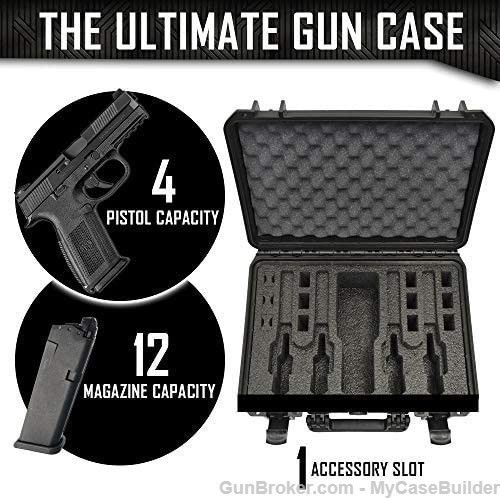 4 Pistol 12 Magazine DORO Heavy Duty Gun Case w/ Blue TopGuard Foam-img-4
