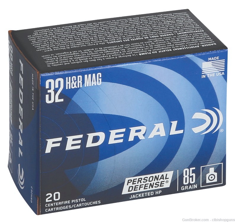 Federal 32 H&R Mag 85 gr Jacket Hollow Point ammo 60 rounds-img-1