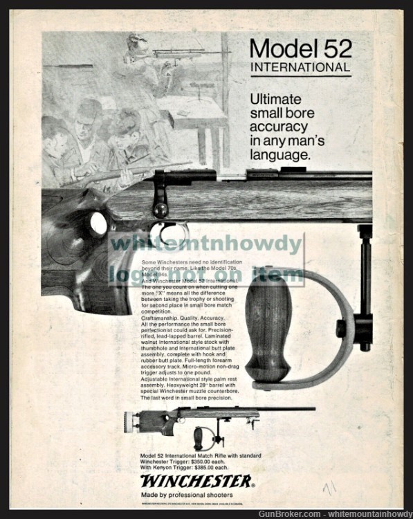 1971 WINCHESTER Model 52 International Match Rifle Original PRINT AD-img-0
