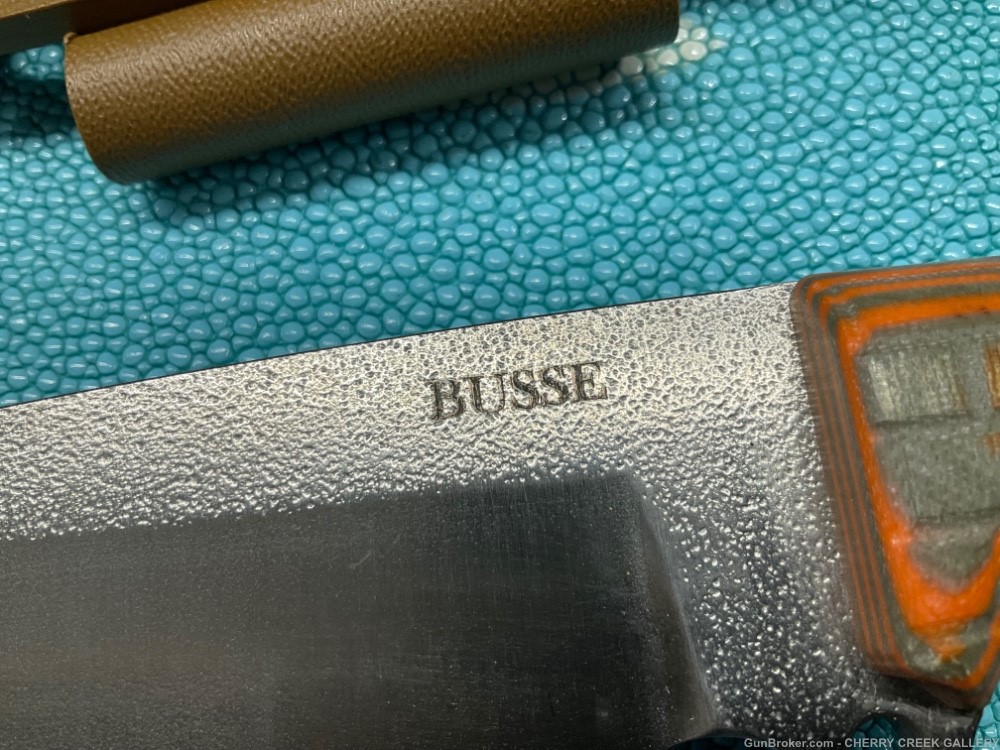 Custom BUSSE fixed blade SOB knife son of badger orange Zwelke sheath-img-6