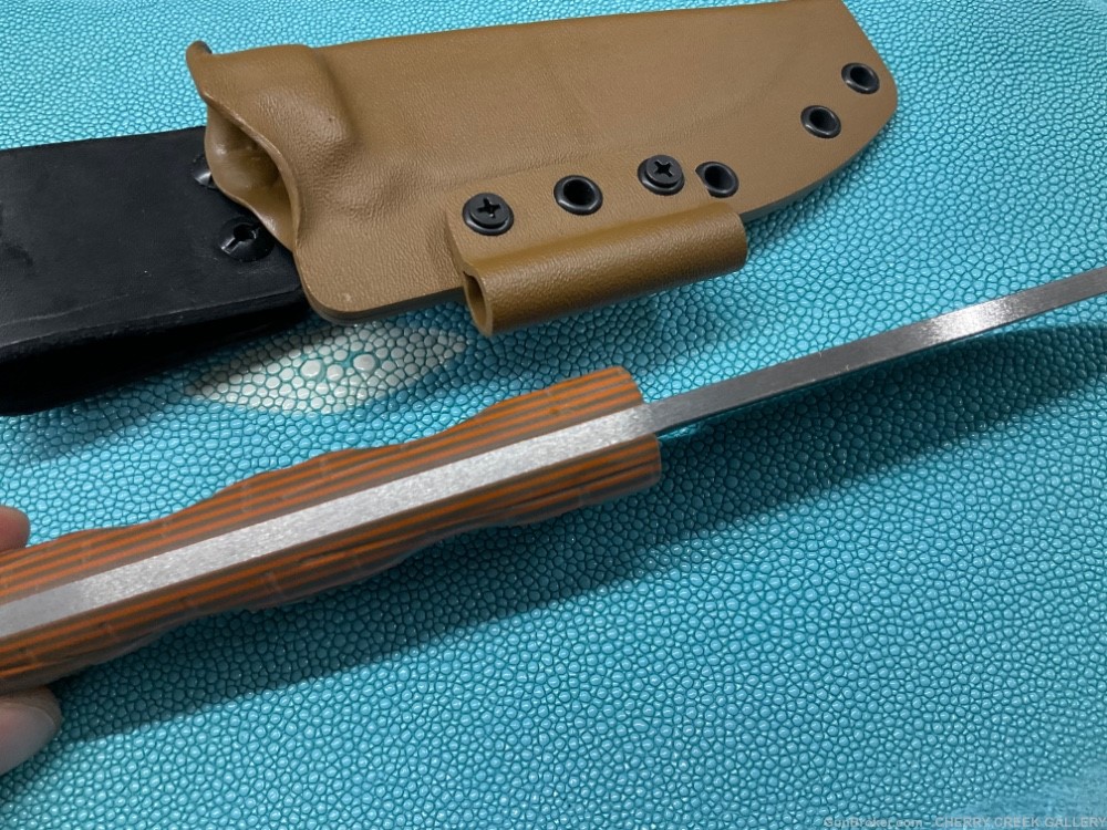 Custom BUSSE fixed blade SOB knife son of badger orange Zwelke sheath-img-5