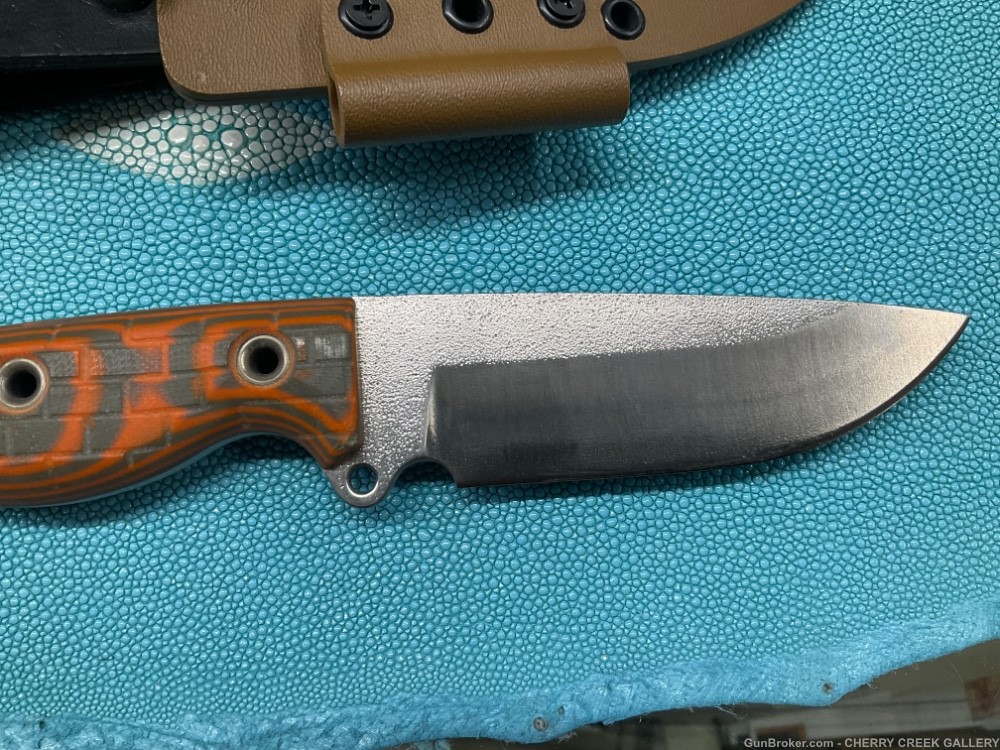 Custom BUSSE fixed blade SOB knife son of badger orange Zwelke sheath-img-2