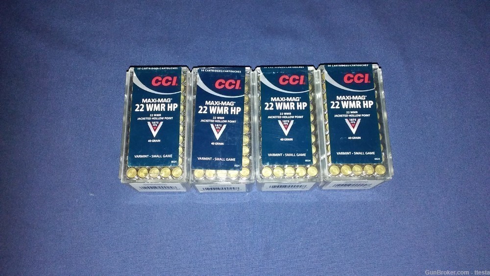200 Rounds of CCI 22 Winchester Magnum Hollow Point WMR HP 22 Win Mag-img-0