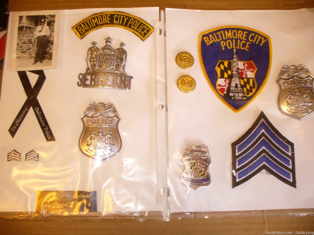 Baltimore City Maryland Police Badge Set 1937-58 Sergeant ID More-img-0