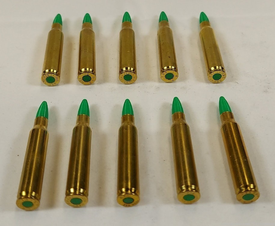 223 Remington / 5.56 NATO Brass Snap caps / Dummy Rounds -Set of 10 - Green-img-3