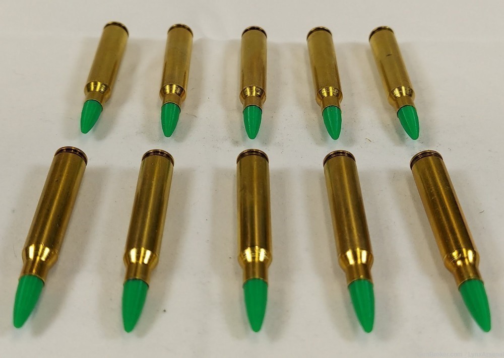 223 Remington / 5.56 NATO Brass Snap caps / Dummy Rounds -Set of 10 - Green-img-4
