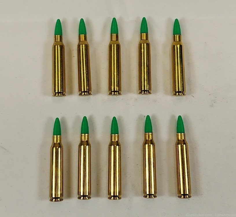 223 Remington / 5.56 NATO Brass Snap caps / Dummy Rounds -Set of 10 - Green-img-2