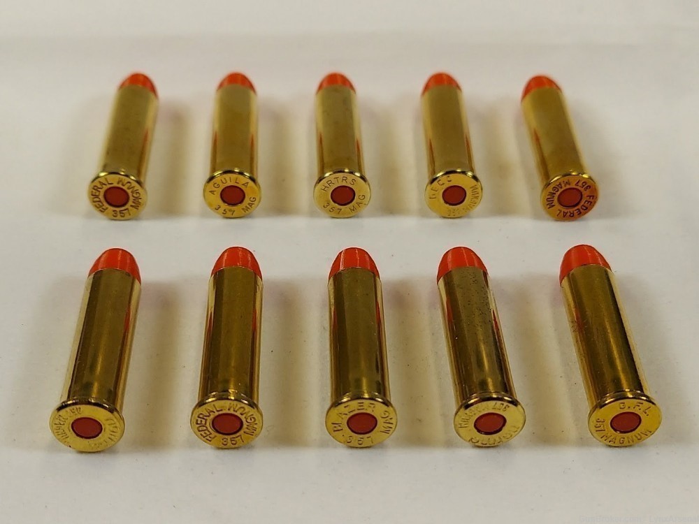 357 Magnum Brass Snap caps / Dummy Training Rounds - Set of 10 - Red-img-3
