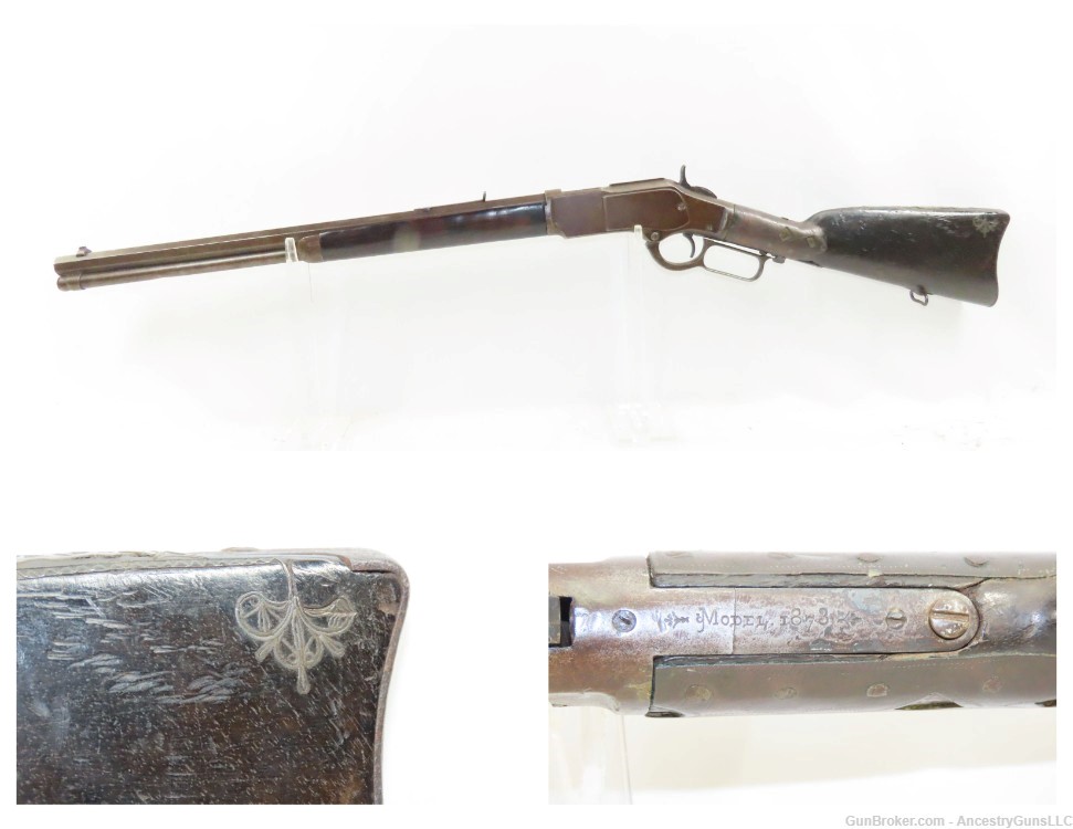 c1887 Antique WINCHESTER Model 1873 .44-40 WCF Rifle Octagonal Barrel-img-0