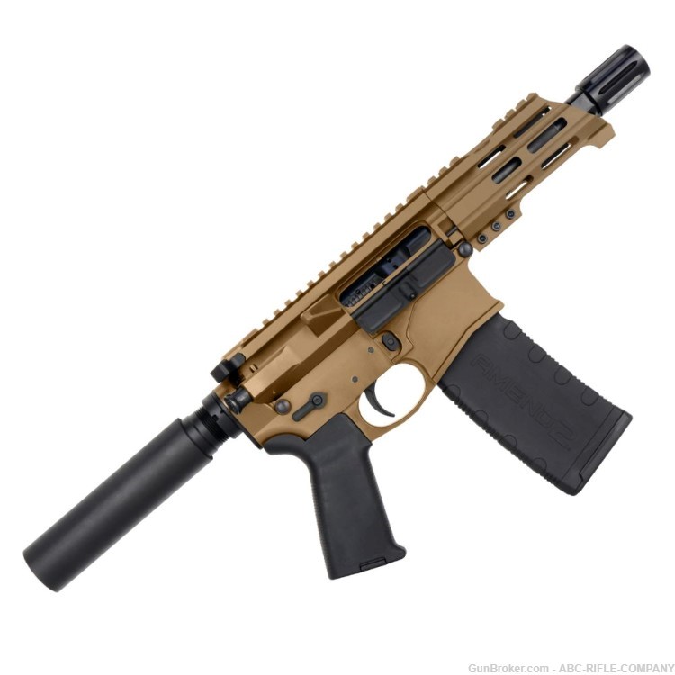 AR15 Micro 556 NATO Billet Pistol 5" Barrel Custom M-Lok Handguard B Bronze-img-0