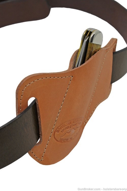 Barsony Saddle Tan Leather Horizontal Canted Knife Sheath-img-1