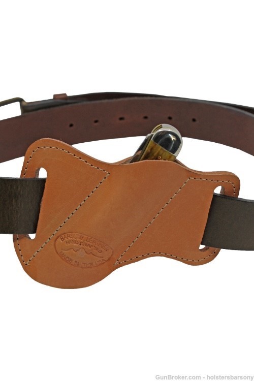 Barsony Saddle Tan Leather Horizontal Canted Knife Sheath-img-0