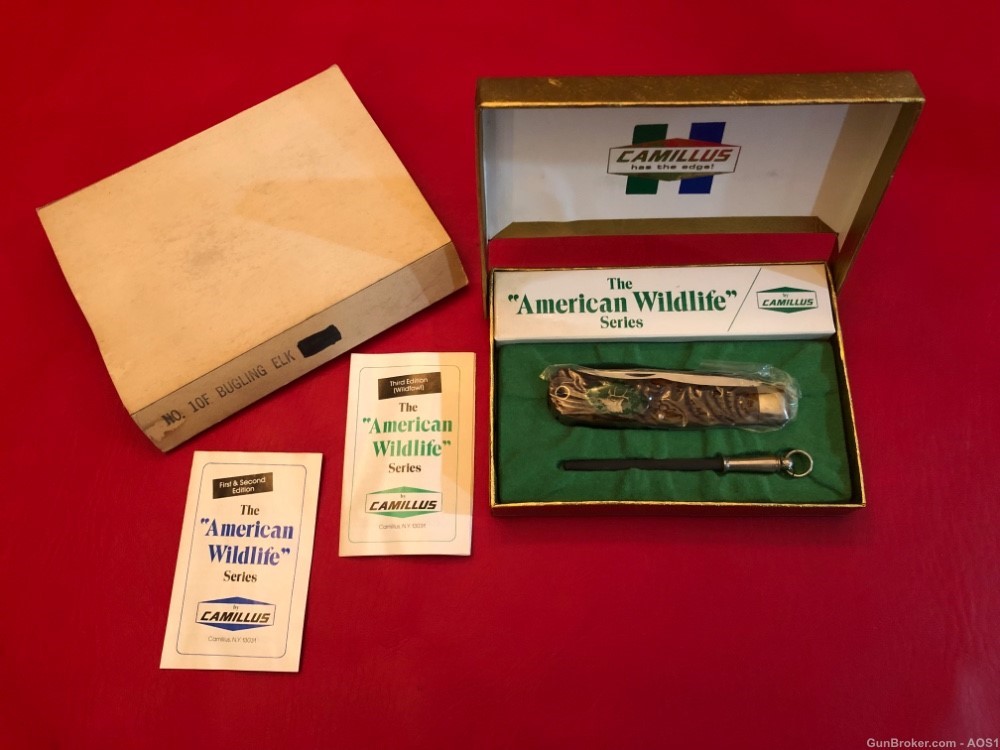 Vintage Camillus USA 10F Bugling Elk American Wildlife Series Pocket Knife -img-0