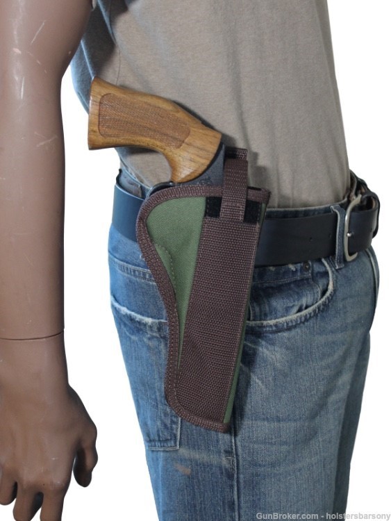 Barsony Woodland Green Belt Loop Holster for 6" Revolvers Size 6 Right-img-1