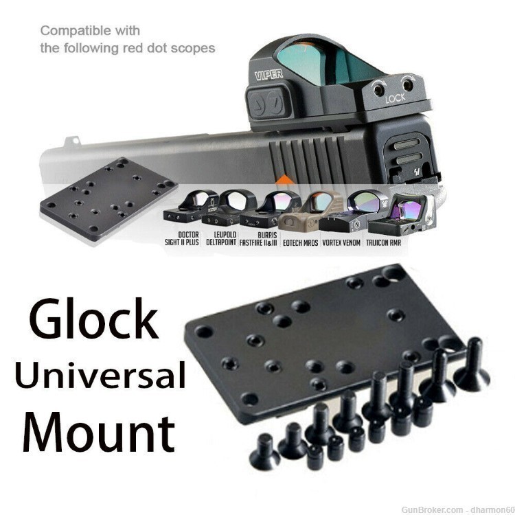 Universal Mount Plate for Glock MOS RMR Vortex Burris Red Dot Sight Pistol-img-0