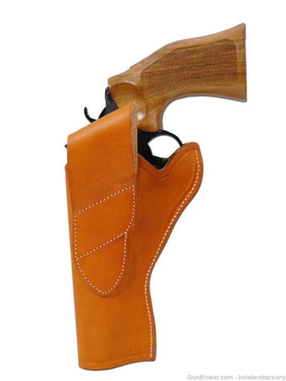 Barsony Saddle Tan Leather Cross Draw Holster for 4" Revolvers Size 8 Right-img-2