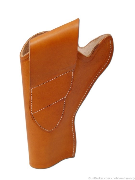 Barsony Saddle Tan Leather Cross Draw Holster for 4" Revolvers Size 8 Right-img-5