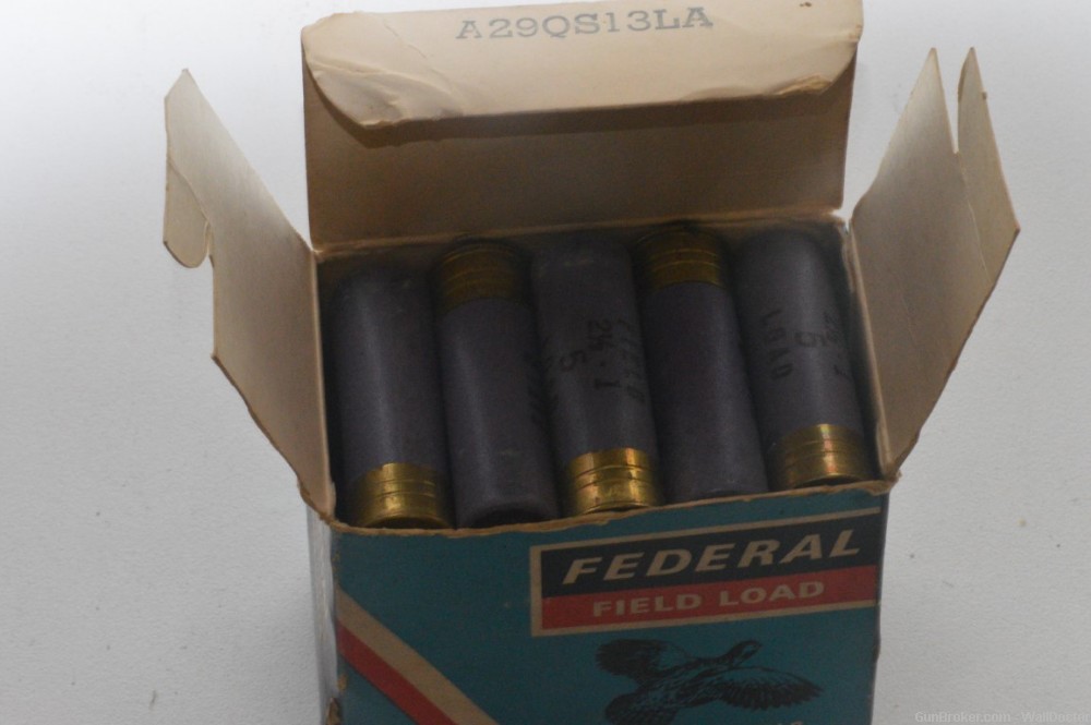 Box of antique Federal 16 gauge paper #5 shot shells-img-5