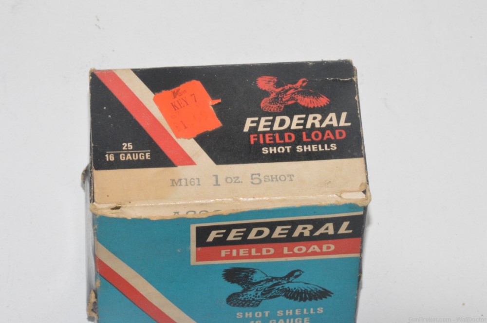 Box of antique Federal 16 gauge paper #5 shot shells-img-6