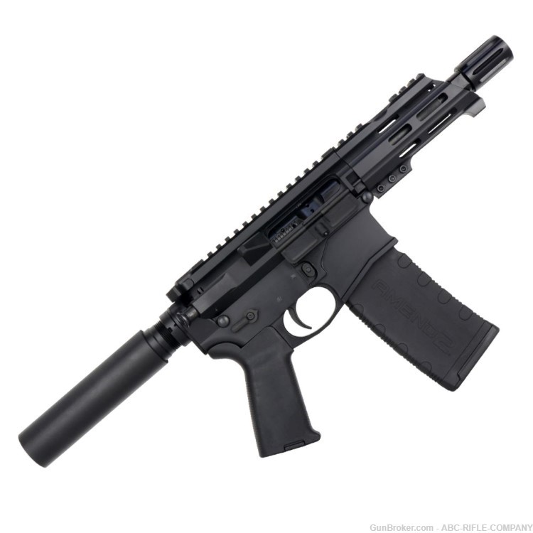 AR15 Micro 556 NATO Billet Pistol 5" Barrel Custom M-Lok Handguard- BLACK-img-0