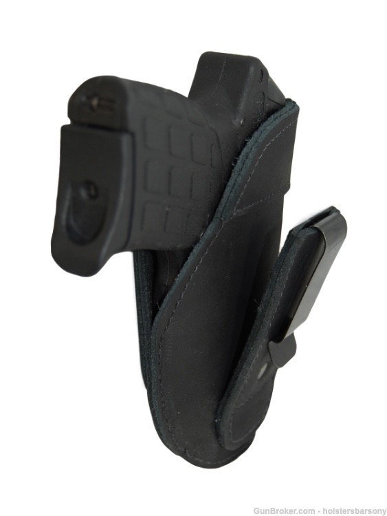 Barsony Black Leather Tuckable Holster 380 Ultra Compact Size 13 Right-img-0