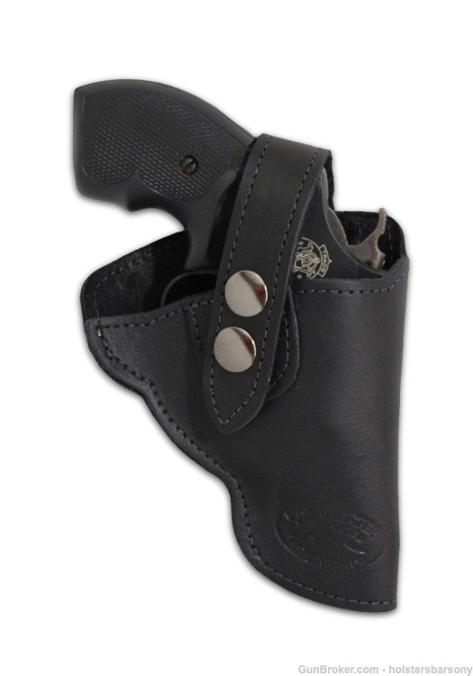 Barsony Black Leather OWB Holster for Snub Nose 2" Revolvers Size 1 Right -img-0
