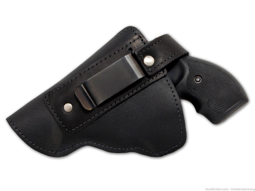 Barsony Black Leather OWB Holster for Snub Nose 2" Revolvers Size 1 Right -img-2