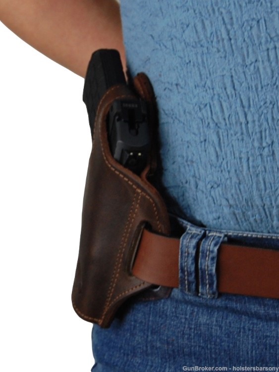 Barsony Brown Leather Pancake Holster FEG PA63 PA64, Makarov 380 9mm right-img-3