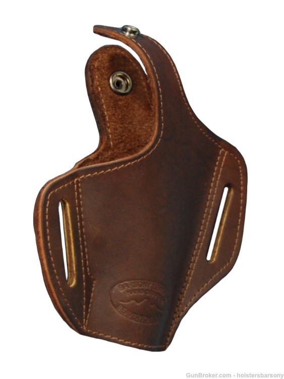 Barsony Brown Leather Pancake Holster Kimber Micro 9mm, Colt Mustang right-img-4