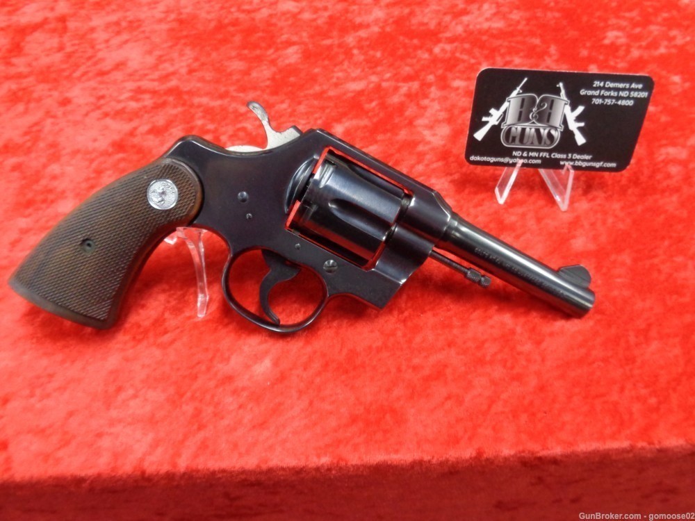 1968 COLT Official Police 38 Special Revolver 4" Barrel Wood Grips WE TRADE-img-0