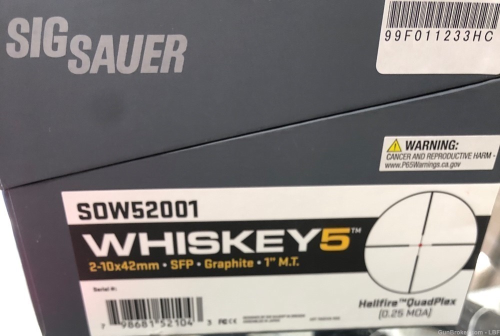 Sig Sauer Whiskey 5 2-10x42mm SFP 1"Tube Hellfire Quadplex Reticle "ILLUMIN-img-2
